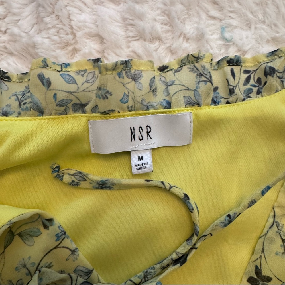 NSR size medium Floral Long Sleeve green and yellow Dress above the knee - Picture 3 of 4